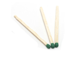 three green match on a white background