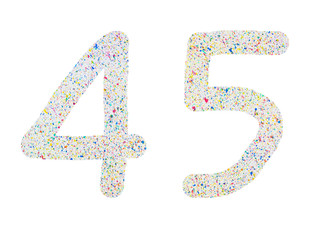 Handwritten colorful watercolor alphabet number, isolated