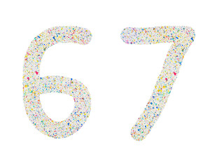 Handwritten colorful watercolor alphabet number, isolated