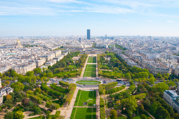Fototapeta premium Aerial panoramic view of Paris and Seine river as seen from Eiff