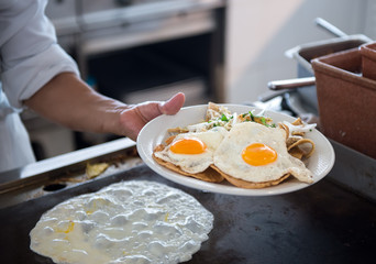 Plate with fried eggs