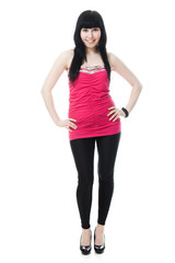 Fototapeta premium beautiful brunette in a red