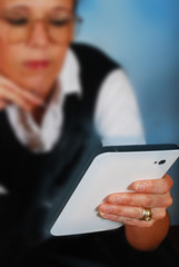 business woman working on tablet