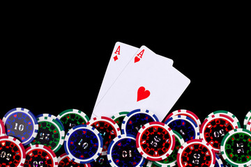 Obraz premium playing cards and poker chips