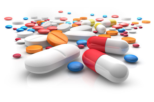 Tabletten auf wei&szlig;em Untergrund