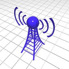 Wireless tower with radio waves