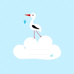 Fotobehang Tall Stork Blue Fopspeen Speech Bubble Cloud Blue © Jan Engel