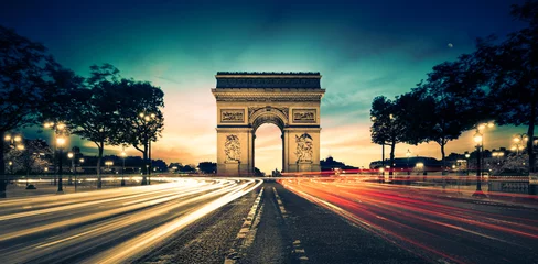 Foto op Plexiglas Nachtblauw Arc de Triomphe Parijs Frankrijk