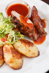 grilled meat with vegetables