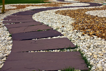 red stone paved roads in the park