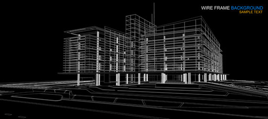 Wireframe of building