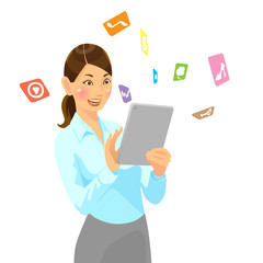 Business woman holding tablet pc