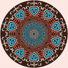 ornamental round lace pattern, circle background with many detai