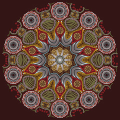 ornamental round lace pattern, circle background with many detai