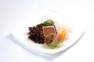 Salad. Kaiso Sarada. On a white background. Chuck, Tohsaka, Cora