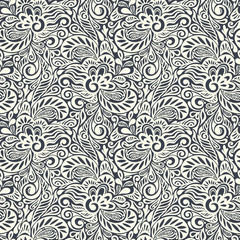 Seamless abstract curly floral pattern