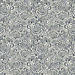 Seamless abstract curly floral pattern