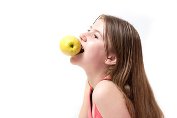 Pretty girl eating an apple