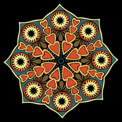 ornamental round lace pattern, circle background with many detai