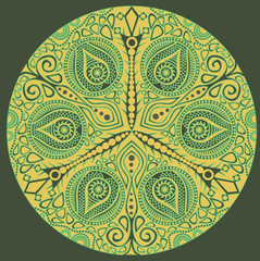 ornamental round lace pattern, circle background with many detai