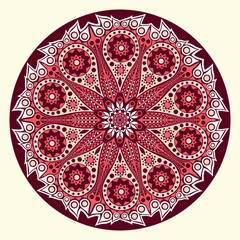 ornamental round lace pattern, circle background with many detai