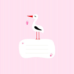 Tall Stork Pink Pacifier Speech Bubble Pink Stripes