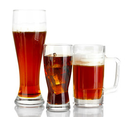 refreshments - beer, cola and kvass isolated on white