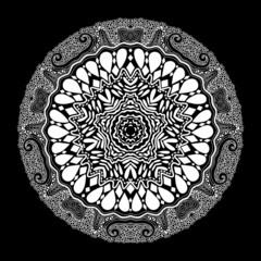 ornamental round lace pattern, circle background with many detai