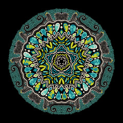 ornamental round lace pattern, circle background with many detai