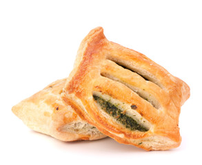 Puff pastry bun isolated on white background.