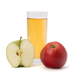 apple juice in glass and apple