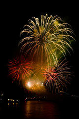 Colorful fireworks on the black background