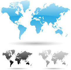Fototapeta na wymiar ilustracji z mapy świata w 3 różnych kolorach