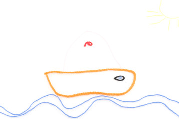 sailing boat traveling on the waves