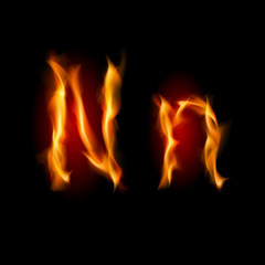 Fiery font. Letter N