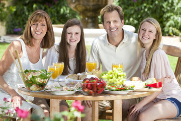 Parents Children Family Healthy Eating Outside