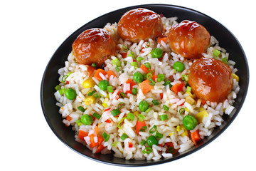 Meatballs with rice and vegetables