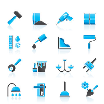 Construction and building equipment Icons - vector icon set 1