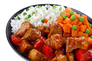 Pork stew with rice and vegetable