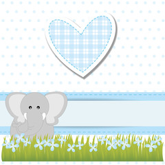 baby shower - bimbo - cuore azzurro ed elefante