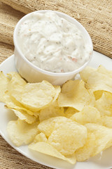 Fresh Potato Chips with Ranch Dip