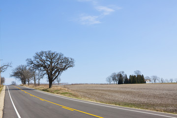 American Country Road With Blue Sky