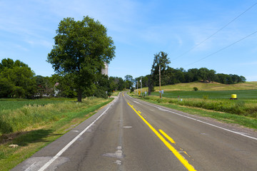 American Country Road With Blue Sky