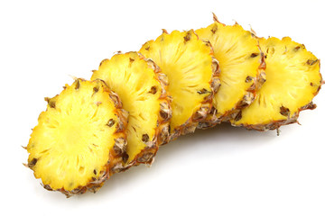 pineapple slices on white background