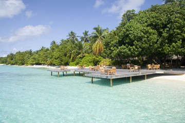 cafe on the beach in maldives