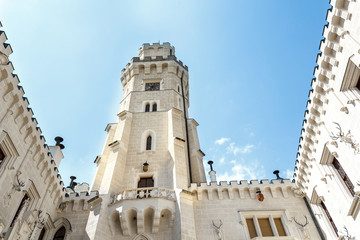 Fototapeta na wymiar Famous white castle Hluboka nad Vltavou