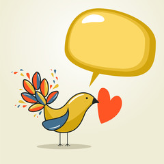Social media bird with speech love