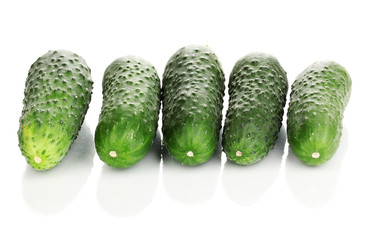 Fresh cucumbers isolated on white