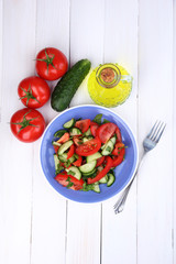 Fresh salad with tomatoes and cucumbers