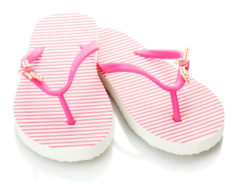 pink beach shoes isolated on white.